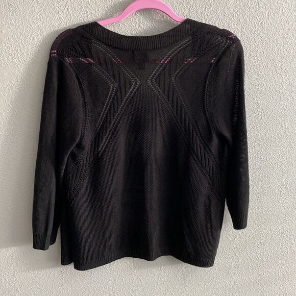 Black lightweight 3/4 sleeve open cardigan- Size MP - Picture 5 of 7